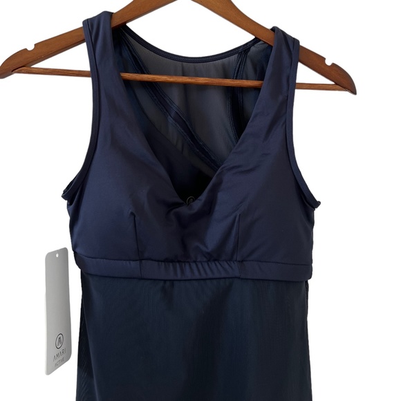 AMARI Active NEW Tidal Mesh Bra Tank Top In Midnight Navy Size S - Picture 2 of 14